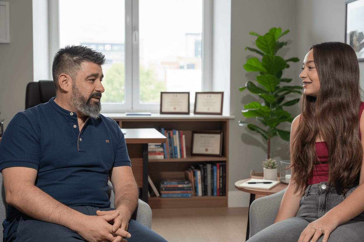 Santi haciendo coaching con una adolescente